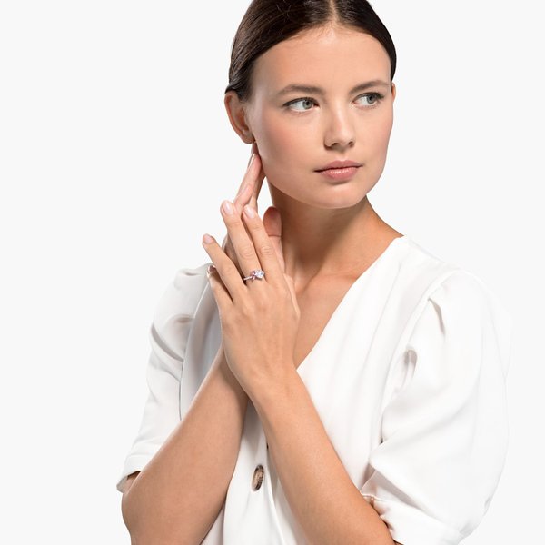 Swarovski Ezüst színű gyűrű fehér és rózsaszín kristállyal 