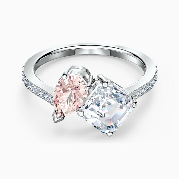 Swarovski Ezüst színű gyűrű fehér és rózsaszín kristállyal 