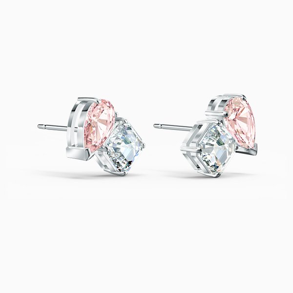 Swarovski Ezüst színű fülbevaló fehér és rózsaszín kristállyal 5517118