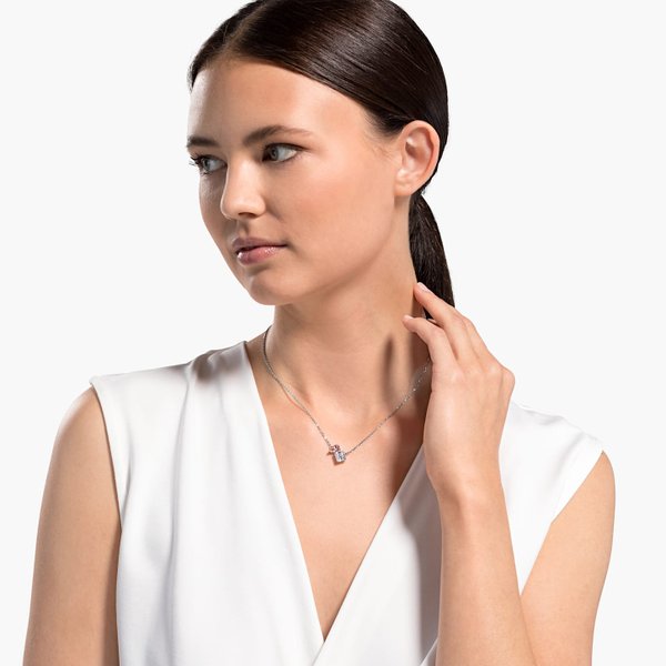 Swarovski Ezüst színű nyaklánc fehér és rózsaszín kristállyal 5517115