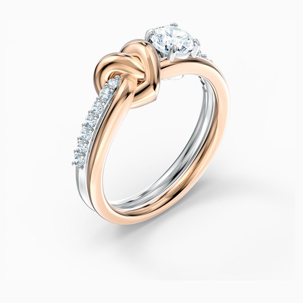Swarovski Bicolor gyűrű szívvel és swarovski kristállyal 