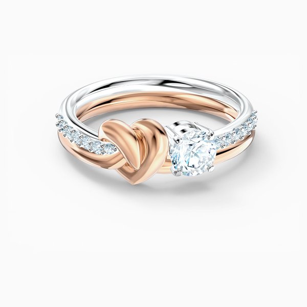 Swarovski Bicolor gyűrű szívvel és swarovski kristállyal 