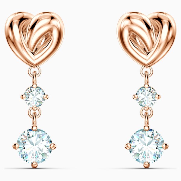 Swarovski Szív rozé fülbevaló függő kristályokkal 5517942