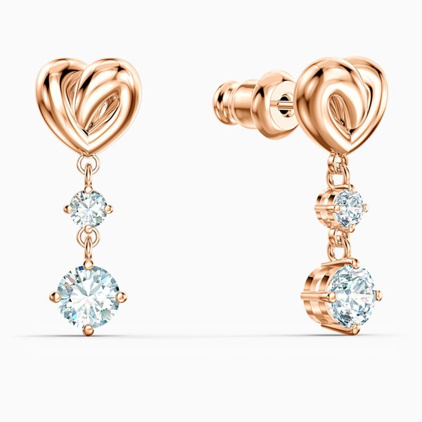 Swarovski Szív rozé fülbevaló függő kristályokkal 5517942