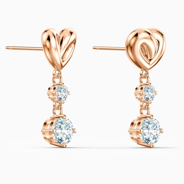 Swarovski Szív rozé fülbevaló függő kristályokkal 5517942