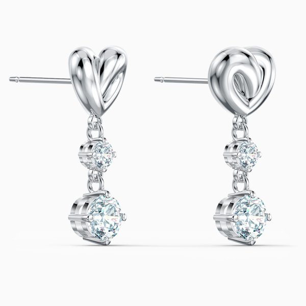 Swarovski Ezüst színű szív fülbevaló függő kristállyal 5517943
