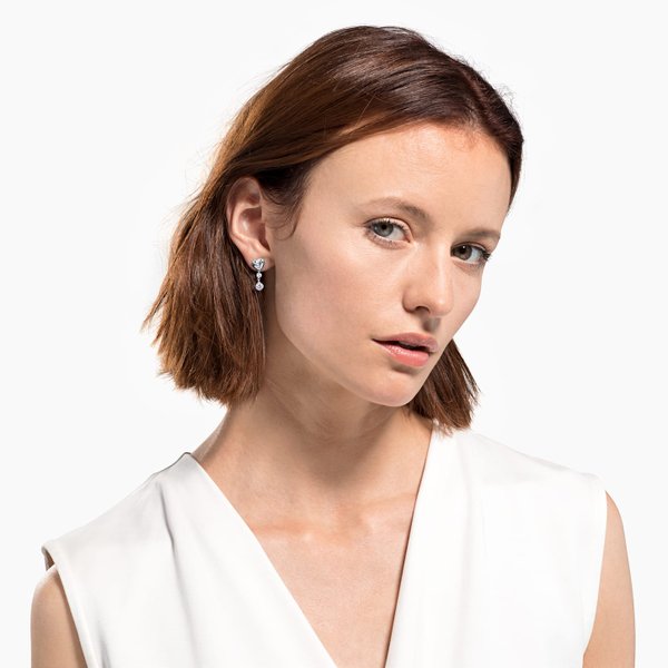 Swarovski Ezüst színű szív fülbevaló függő kristállyal 5517943