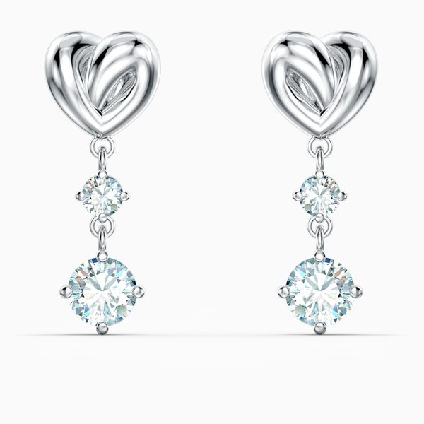 Swarovski Ezüst színű szív fülbevaló függő kristállyal 5517943