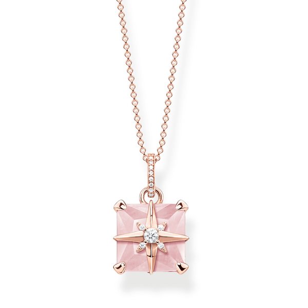 Thomas Sabo Csillag rozé nyaklánc rózsakvarccal KE1953-417-9-L45