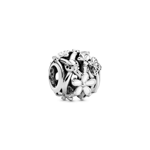 Pandora ékszer Áttört fehér százszorszép ezüst charm 798772C01
