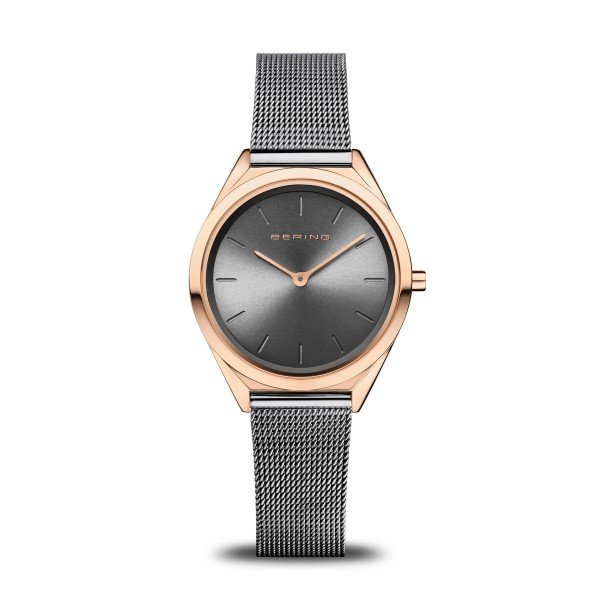 Bering Ultra slim antracit rozé női óra 17031-369