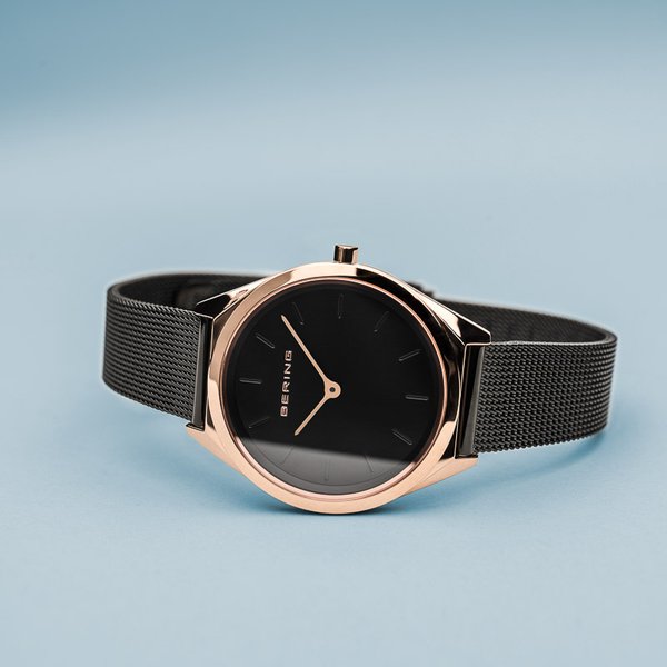Bering Ultra slim fekete rozé női óra 17031-166