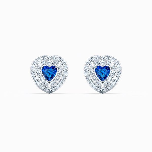 Swarovski Bedugós szív fülbevaló kék és fehér kristályokkal 5511685