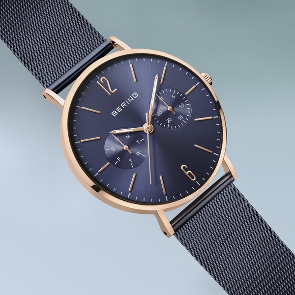 Bering Classic kék rozé többfunkciós női óra  14236-367