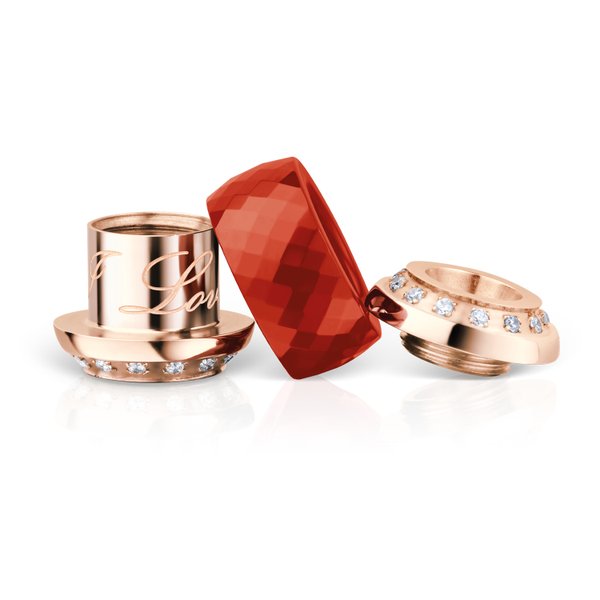 Bering Sarki szimfónia rozé piros csiszolt charm ILOVEYOU-1
