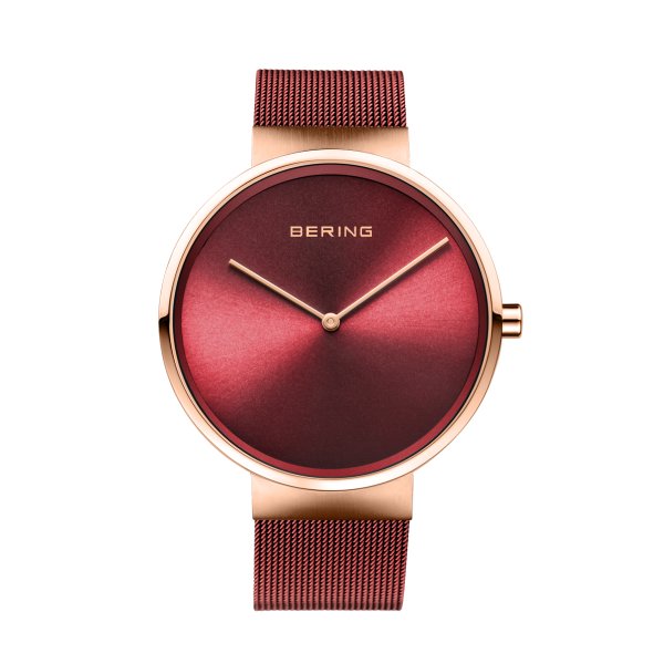 Bering Classic bordó női óra rozé tokkal 14539-363