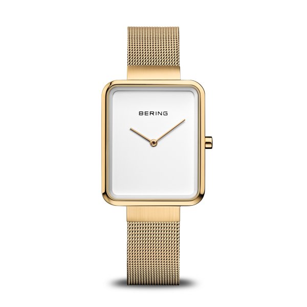 Bering Classic szögletes arany fehér női óra 14528-334