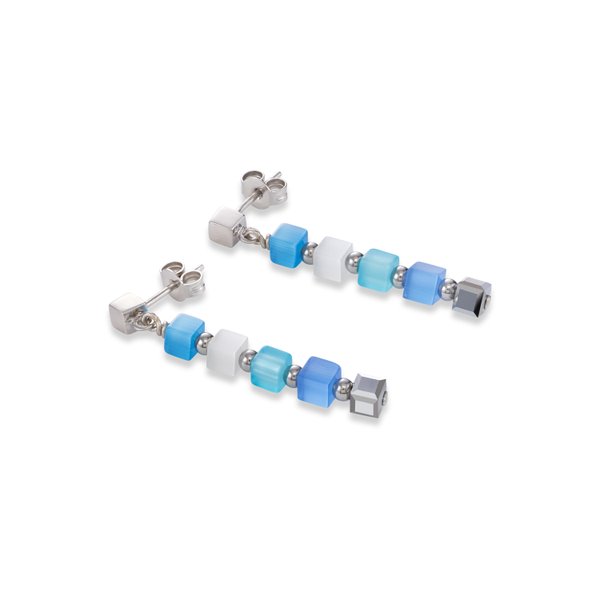 Coeur de Lion GeoCUBE kék apró kockás fülbevaló 4997/21-0706