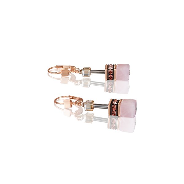 Coeur de Lion GeoCUBE rózsakvarc swarovski fülbevaló 4905/20-0227