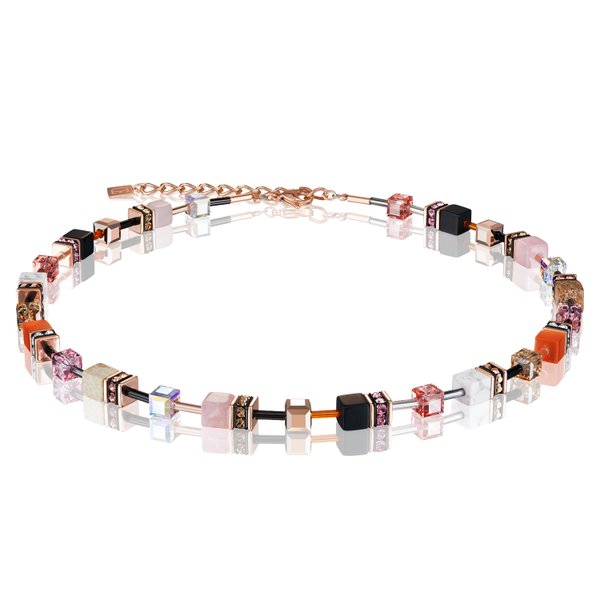 Coeur de Lion GeoCUBE rózsakvarc ónix jáspis howlit swarovski nyaklánc 4905/10-0227