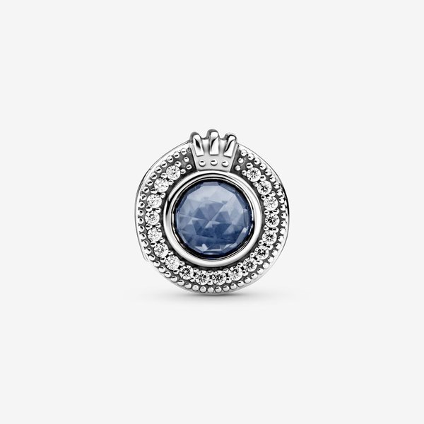 Pandora ékszer Koronás O ezüst charm kék kristállyal 799058C01