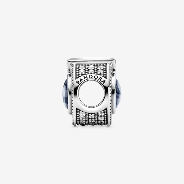 Pandora ékszer Koronás O ezüst charm kék kristállyal 799058C01