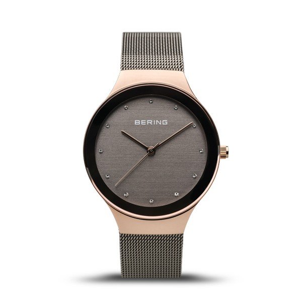Bering Classic antracit rozé női óra kristályokkal 12934-369