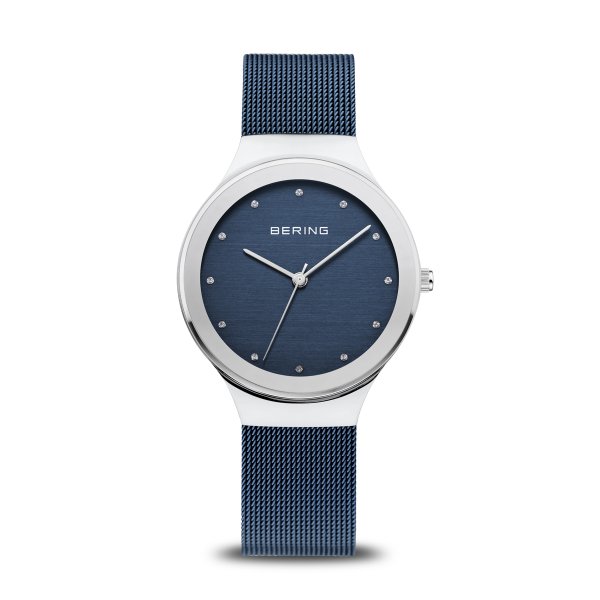 Bering Classic kék ezüst női óra kristályokkal 12934-307
