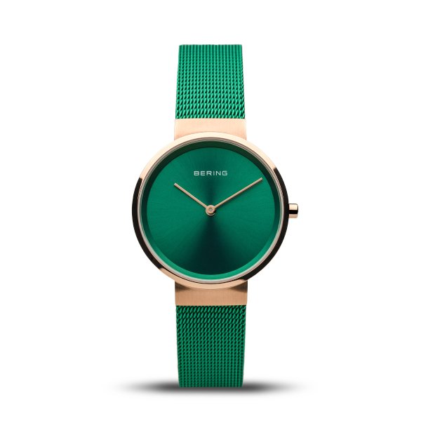 Bering Classic zöld rozé női óra 14531-868