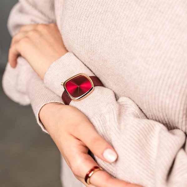 Bering Pebble bordó rozé női óra 18034-363