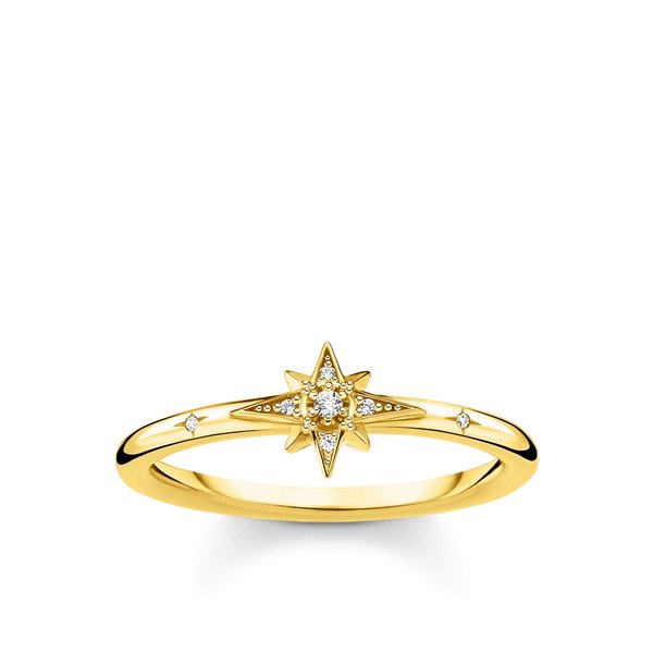 Thomas Sabo Aranyozott ezüst gyűrű cirkóniával kirakott csillaggal 