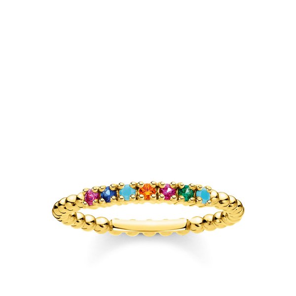 Thomas Sabo Aranyozott ezüst bogyós gyűrű színes kövekkel 