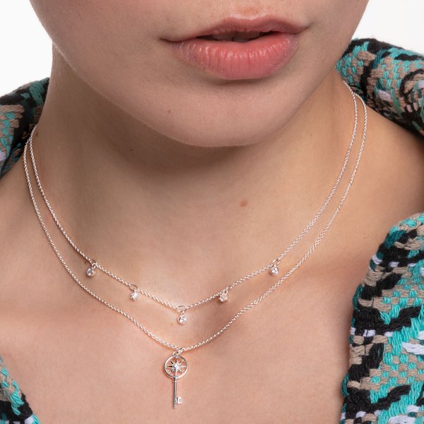 Thomas Sabo Ezüst nyaklánc kulcs medál cirkóniával KE2041-051-14-L45v