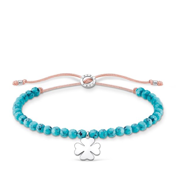 Thomas Sabo Türkiz állítható karkötő ezüst lóherével A1983-905-17-L20