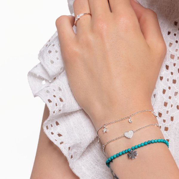 Thomas Sabo Ezüst karkötő köves lóherével A1993-051-14-L19v