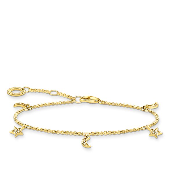 Thomas Sabo Aranyozott ezüst karkötő holddal és csillaggal A1994-414-14-L19v