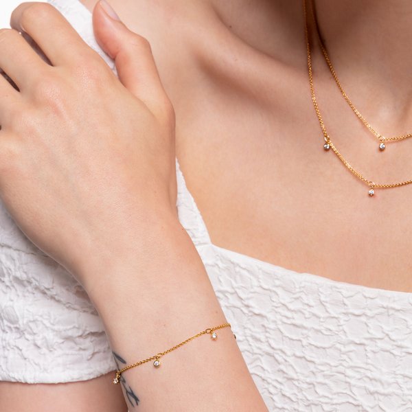 Thomas Sabo Aranyozott ezüst karkötő virág cirkónia dísszel A1998-414-14-L19v
