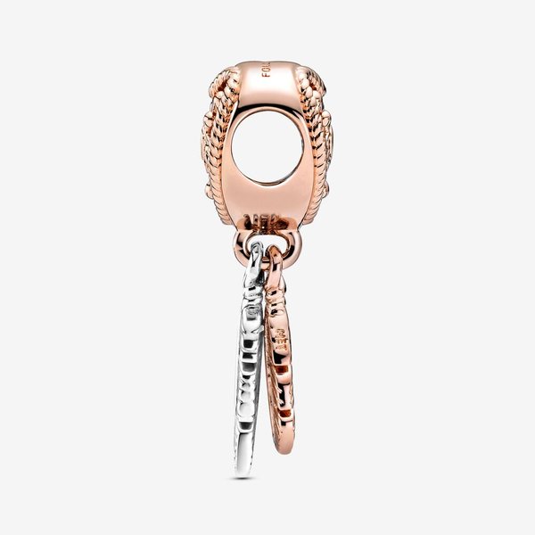 Pandora ékszer Áttört szív és tollak álomfogó rozé charm 789068C00