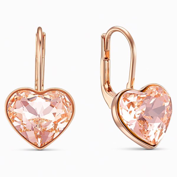 Swarovski Bella szív rozé fülbevaló rózsaszín kristállyal 5515192