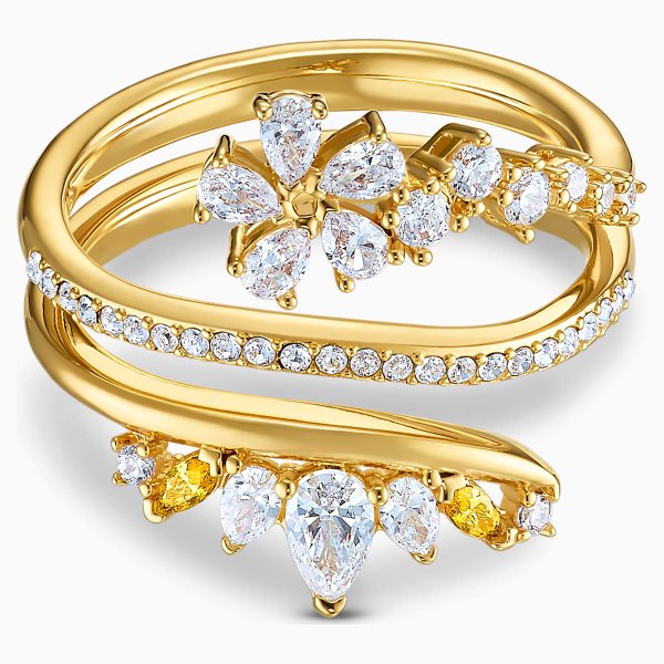 Swarovski Botanic arany színű gyűrű kristályokkal 