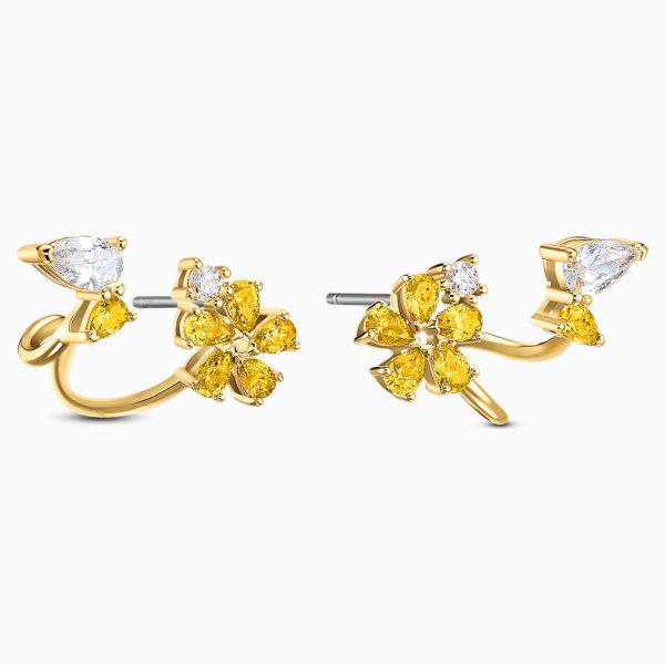 Swarovski Botanic arany színű fülbevaló fehés és sárga kristállyal 5535828