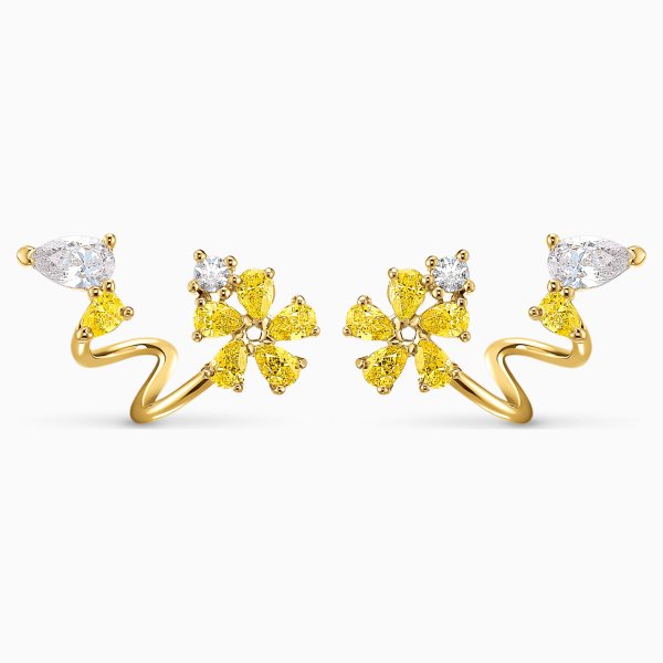Swarovski Botanic arany színű fülbevaló fehés és sárga kristállyal 5535828