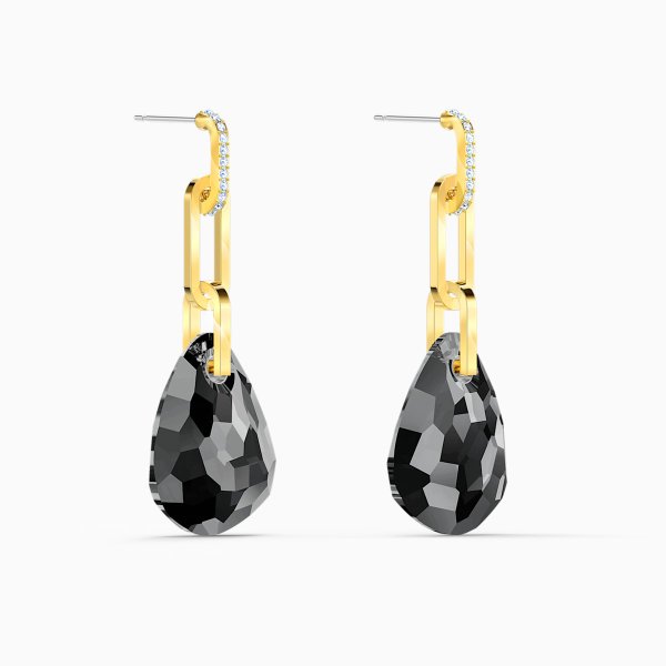 Swarovski T bar arany színű fülbevaló szürke kristállyal 5566148