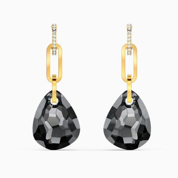 Swarovski T bar arany színű fülbevaló szürke kristállyal 5566148