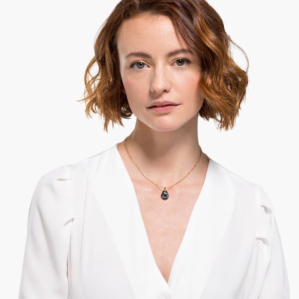 Swarovski T bar arany színű nyaklánc szürke kristállyal 5558340