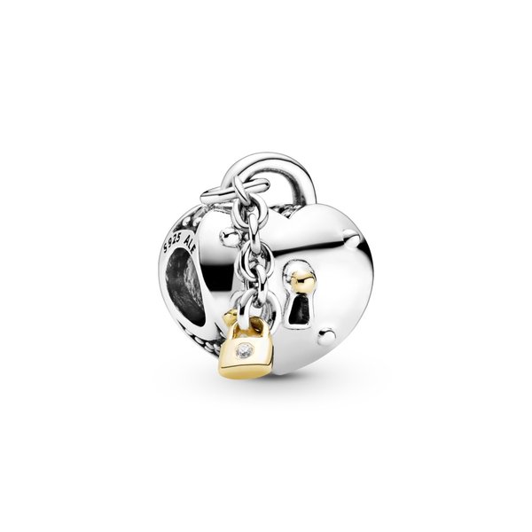 Pandora ékszer Kéttónusú szív és lakat charm 799160C01