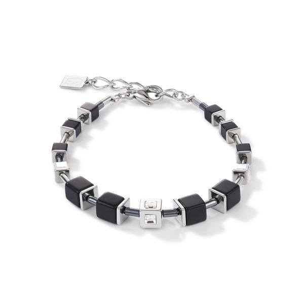 Coeur de Lion GeoCUBE fekete ezüst karkötő kristállyal 5050/30-1317