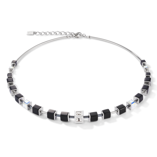 Coeur de Lion GeoCUBE fekete ezüst nyaklánc kristállyal 5050/10-1317