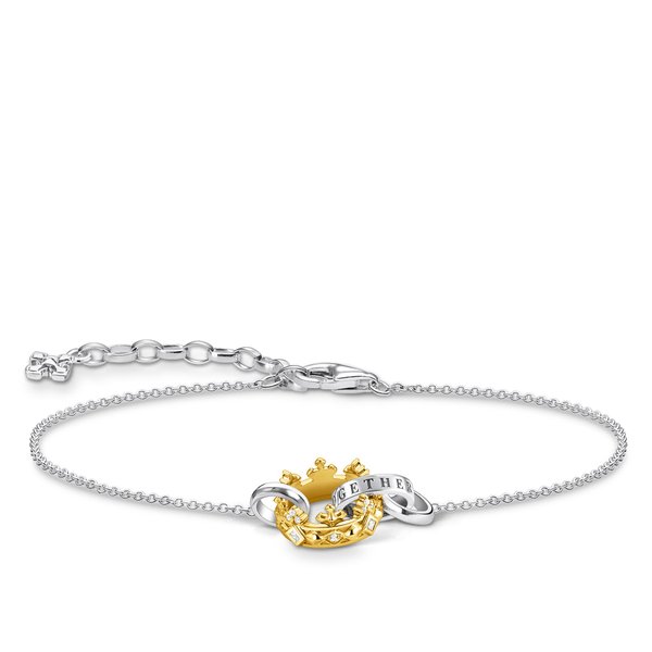 Thomas Sabo Aranyozott koronás ezüst karkötő A1982-849-14-L19v