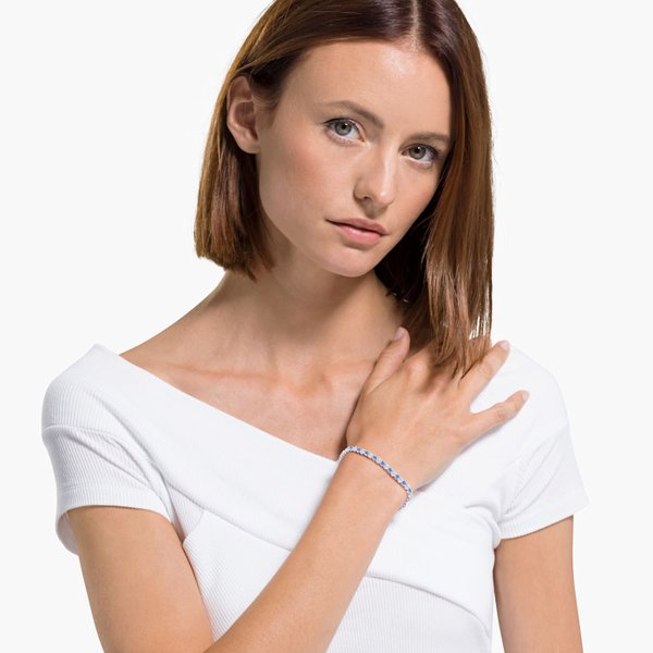 Swarovski Kék tenisz karkötő ródium bevonattal 5536469